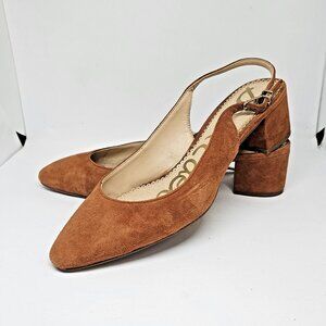 Sam Edelman Lorene Brown Suede Leather Slingback Pumps Size 9 M